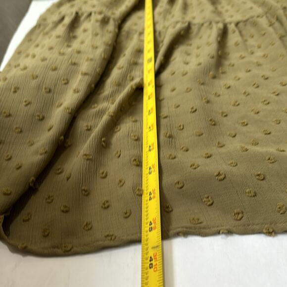Anthropologie By The River Dot Swiss Smocked Tiered Midi Dress Olive Gre… - Picture 13 of 13